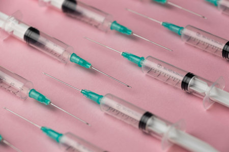 The covid still life with vaccineの写真素材