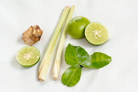Spices of spicy lemongrass soup or tom yam is thai food.の写真素材