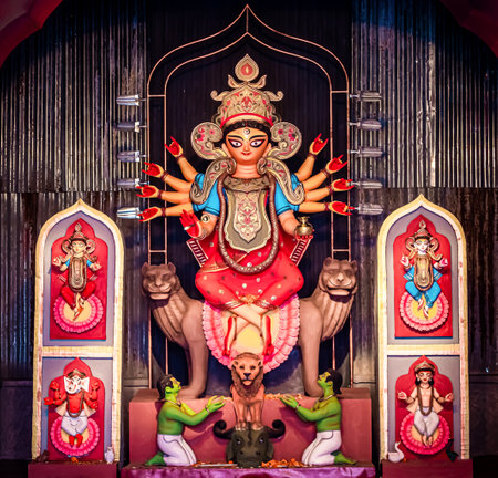 The Supreme shakti, Maa Durga is worshiped in utmost devotion in Hindu religionの写真素材