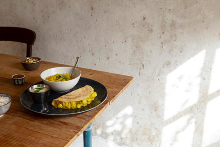 The delicious indian dosa assortmentの写真素材