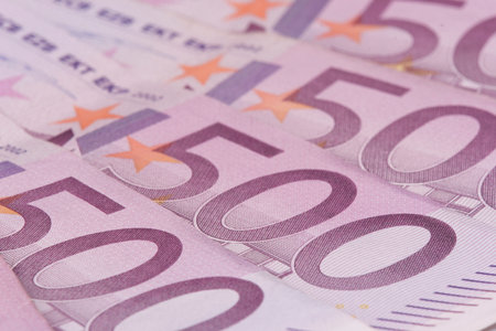 Nahansicht von 500 Euro Scheinenの写真素材