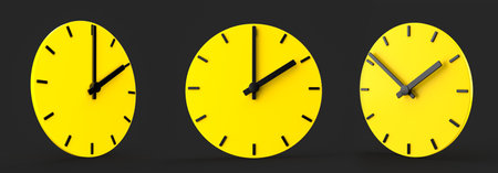 Yellow time clock isolated 3d illustration