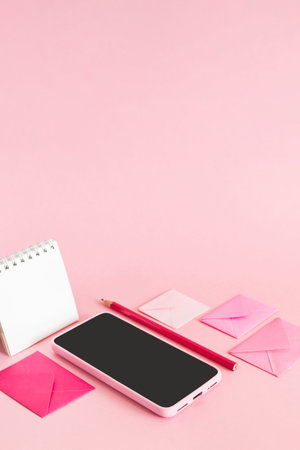 Image of modern smart phone with e-mails notification.の写真素材