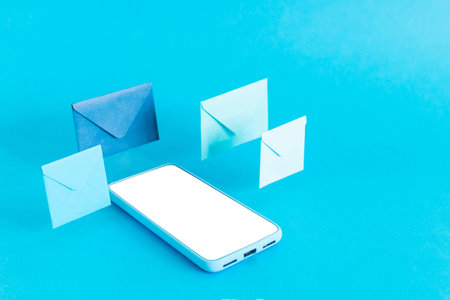 Image of modern smart phone with e-mails notification.の写真素材