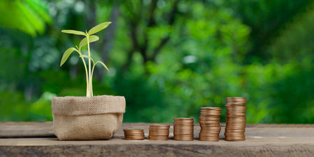 Concept stacked coins invest stock save money