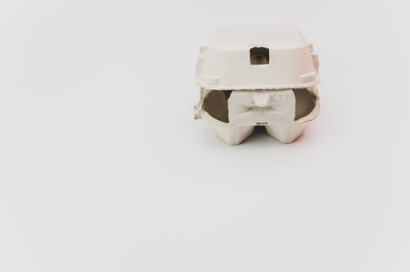 cardboard egg box made of recyclables materials with space for textの写真素材