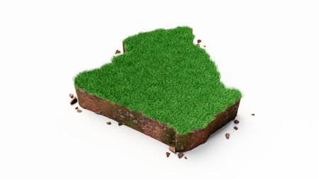 Algeria Map Grass and ground texture 3d illustrationの写真素材