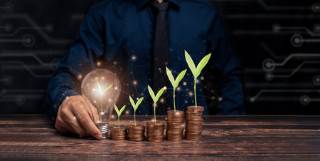 Business growth progress or success concept invest in trading illustrationの写真素材