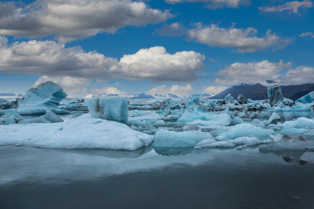 Detail of the frozen Jokursarlon lake among giant ice, iceland