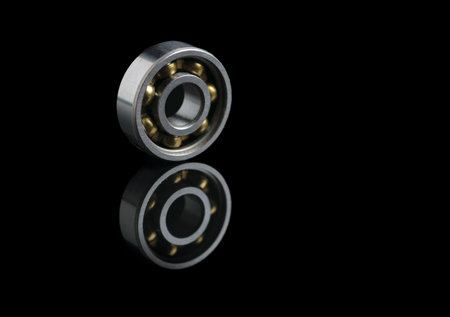 bearing on black reflective base. Copy spaceの写真素材