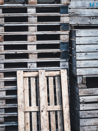 Euro-pallets on top of each otherの写真素材