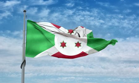 Burundi flag - realistic waving fabric flagの写真素材