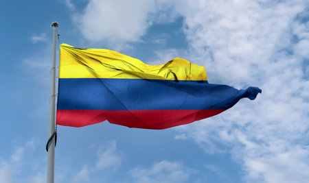Colombia flag - realistic waving fabric flagの写真素材