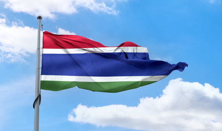 Gambia flag - realistic waving fabric flag