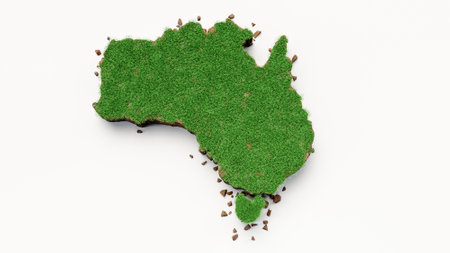 Australia country Grass and ground texture map 3d illustrationの写真素材
