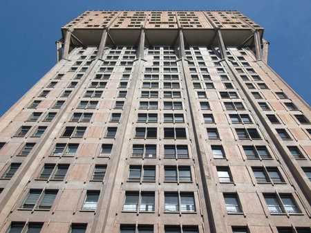 Torre Velasca Milan landmark Italian new brutalist architectureの写真素材