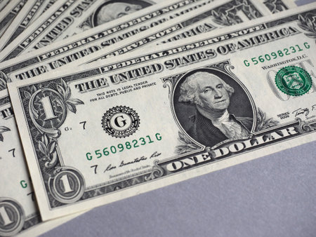 One Dollar banknotes money (USD), currency of United Statesの写真素材