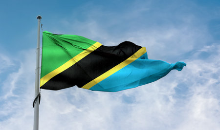 3D-Illustration of a Tanzania flag - realistic waving fabric flag.の写真素材