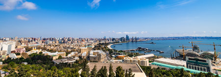 Wide panorama of Baku cityの写真素材