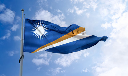 Marshall Islands flag - realistic waving fabric flagの写真素材