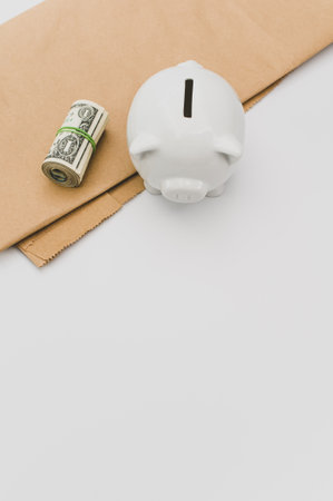 piggy bank savings and investing concept on a white backgroundの写真素材