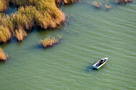 Russia. Western Siberia. Novosibirsk oblast. Lake Chany. Fishermenの写真素材