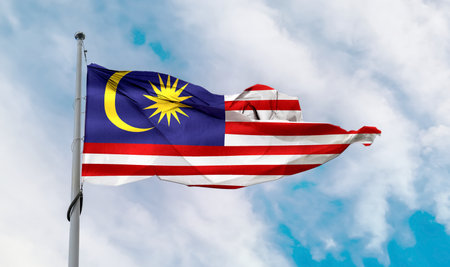 Malaysia flag - realistic waving fabric flagの写真素材