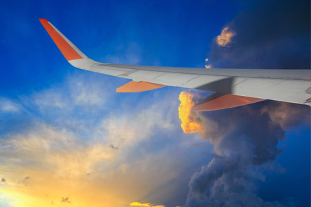 airplane wing in high leatherの写真素材