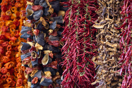 Red bell peppers background, bunch of red bell peppersの写真素材