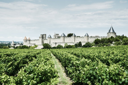 vineyards in Carcassonne, Franceのeditorial素材