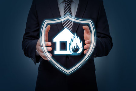 A shape house that burns and a safe house, fire insurance concept.の写真素材
