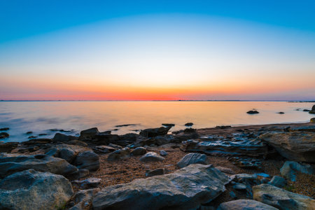 Colorful dawn on the seashoreの写真素材