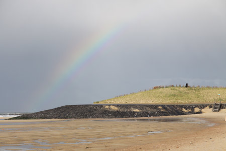 Rainbow by the beachの写真素材
