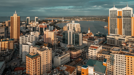 aerial view of Dar es Salaam, Tanzaniaのeditorial素材