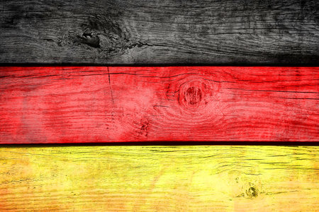 Flag of Germany on wooden backgroundの写真素材