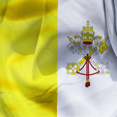 3D-Illustration of a Vatican City flag - realistic waving fabric flag.の写真素材