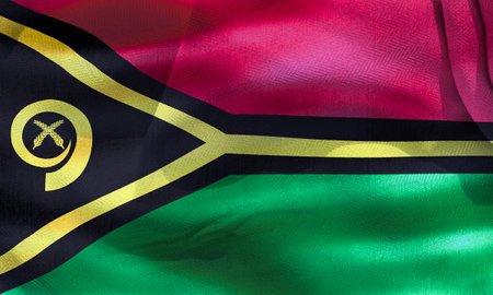 3D-Illustration of a Vanuatu flag - realistic waving fabric flag.の写真素材
