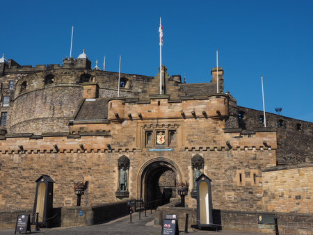 Edinburgh castle on the Castle Rock in Edinburgh, UKのeditorial素材