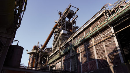 Old steel factory in duisburg, germanyのeditorial素材