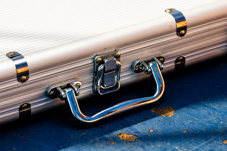 Detail of closed aluminum caseの写真素材