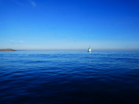 Beautiful photo of a buoy in the Mediterranean Seaの写真素材