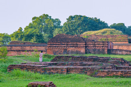 Ruins of Nalanda university in Nalanda Patnaの写真素材