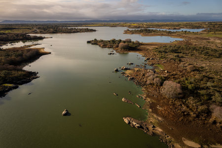 Landscape in the Molano reservoir. Spain.の写真素材