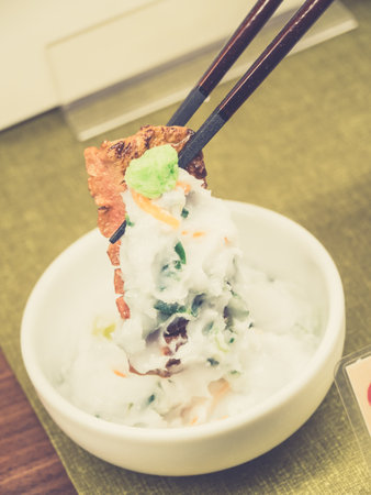 Close up of traditional Japanese dinnerの写真素材