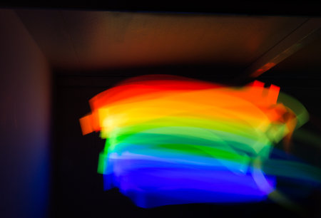 Abstract rainbow form of light in long exposure.の写真素材