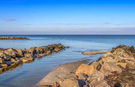 Beautiful view on sandy beaches at the baltic sea on a sunny day in northern Europe