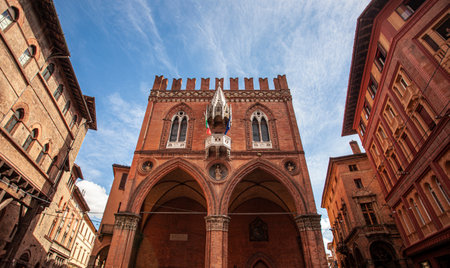 Porta Ravegnana in Bologna: an ancient building in the italian cityのeditorial素材