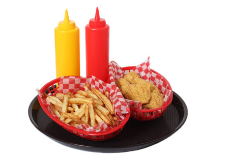 Fish and Chips on Serving Tray, Shallow DOF