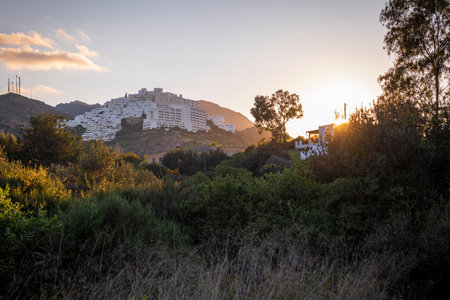 Village on the mountain, Mojacar, Almeria, Spain.の写真素材