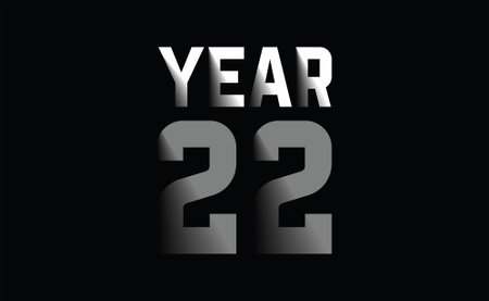Vector of a simple script with the Year 22 isolated on a dark backgroundのイラスト素材